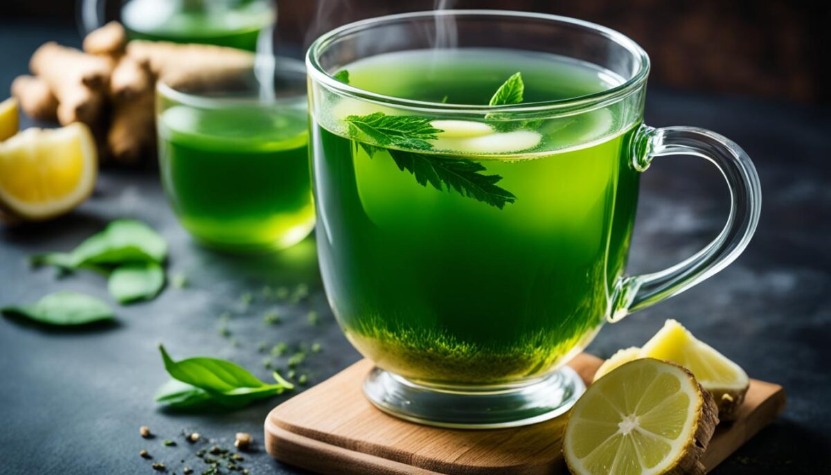 chá verde com gengibre