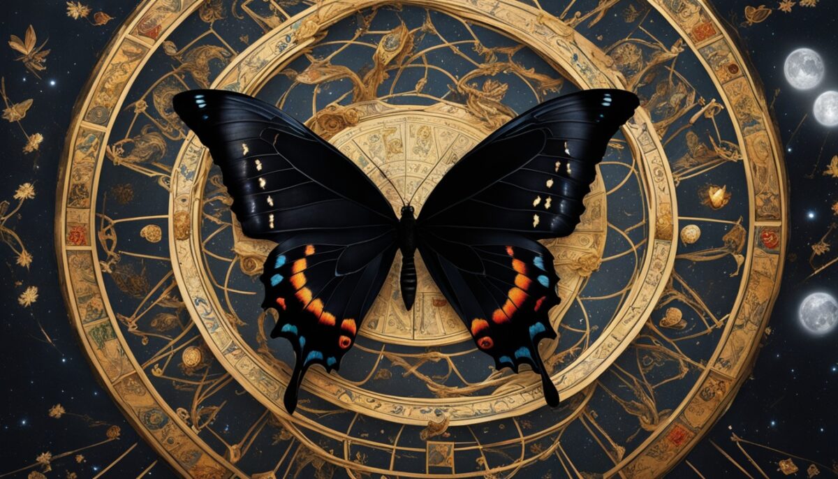 Visão do tarot, numerologia, horóscopo e signos sobre borboleta preta
